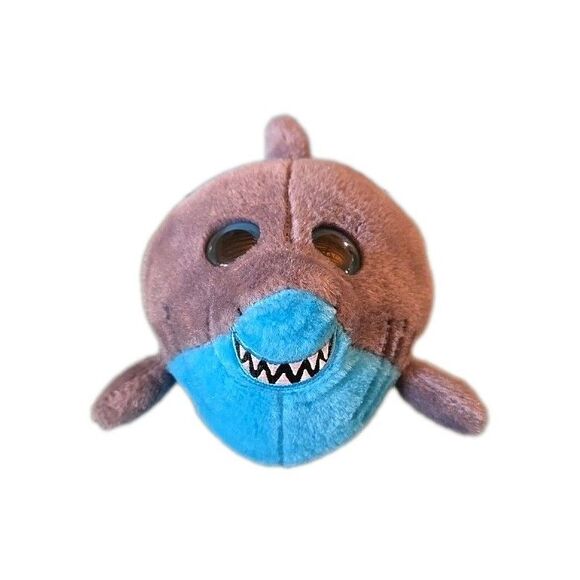 The Petting Zoo Shark Ball Plush Stuffed Animal Blue Gray Smile Showing Teeth - Picture 1 of 6